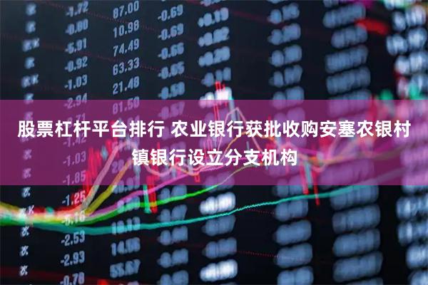 股票杠杆平台排行 农业银行获批收购安塞农银村镇银行设立分支机构